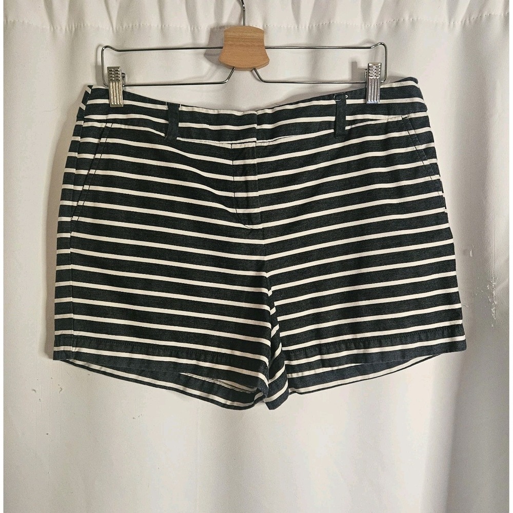 Ann Taylor Loft Shorts Womens Size 10 4" Gray White Stripe Chino Classic‎